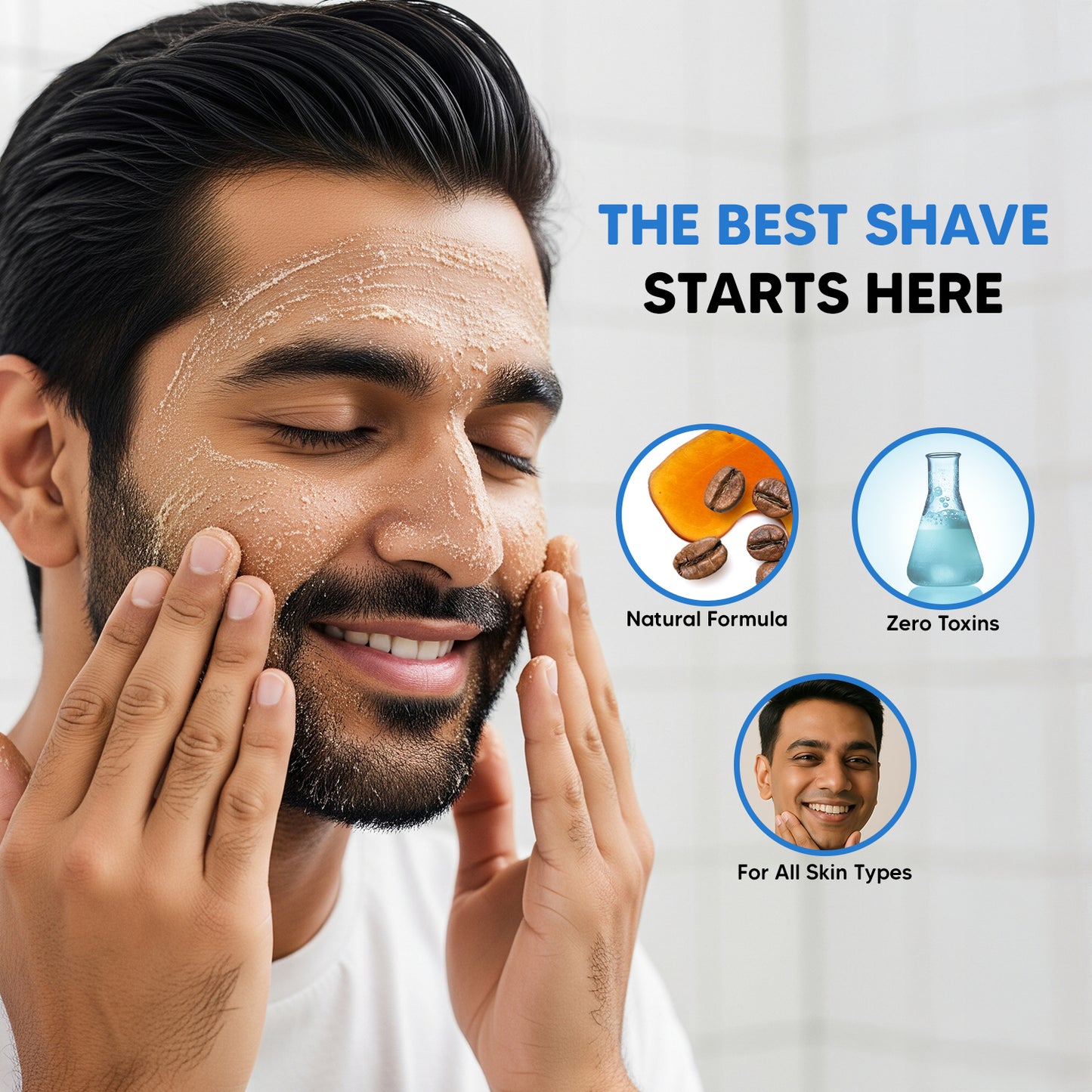 Pre Shave Scrub & After Shave Balm Combo | Coffee, Argan Oil & Peppermint Care