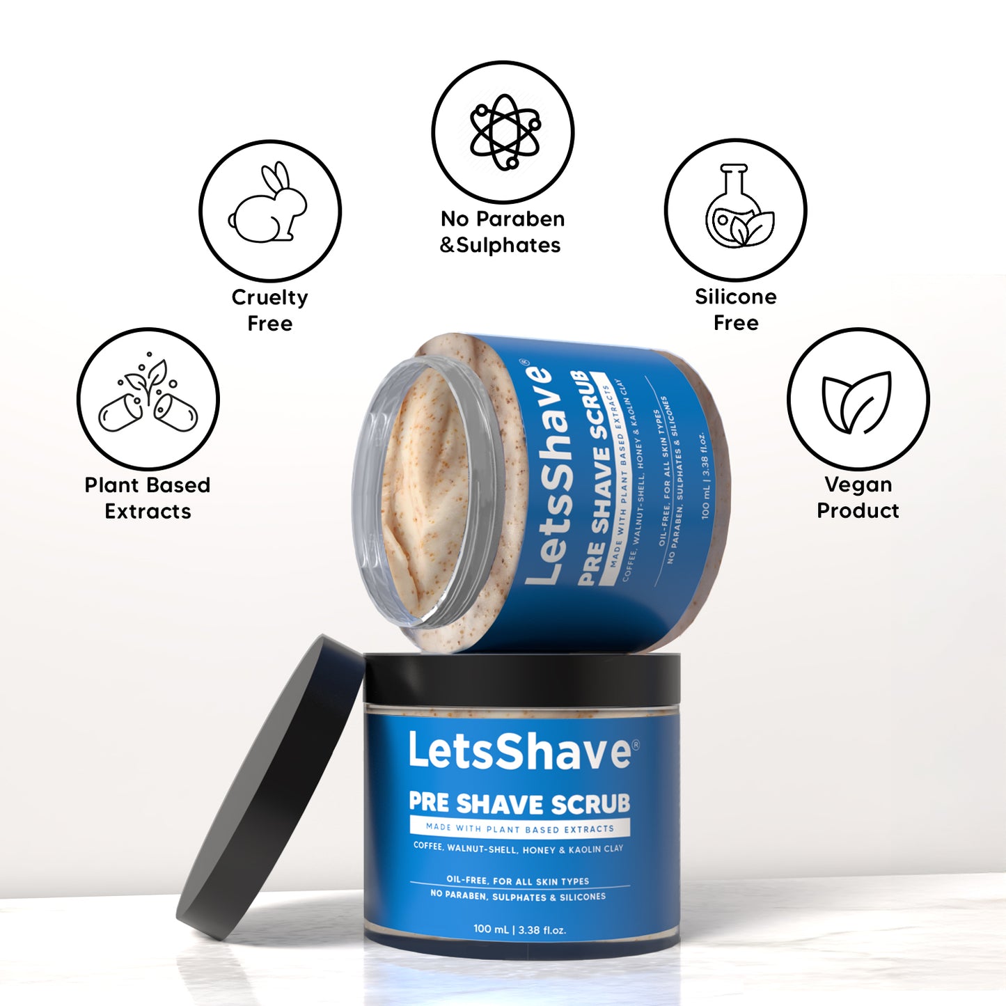 Pre Shave Scrub & After Shave Balm Combo | Coffee, Argan Oil & Peppermint Care