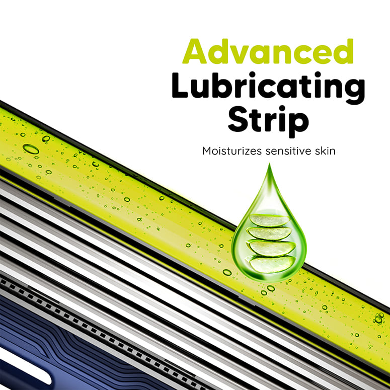 Razor for clean shave and sensitive skin with lubricating strip that moisturizes and protects with aloe vera gel