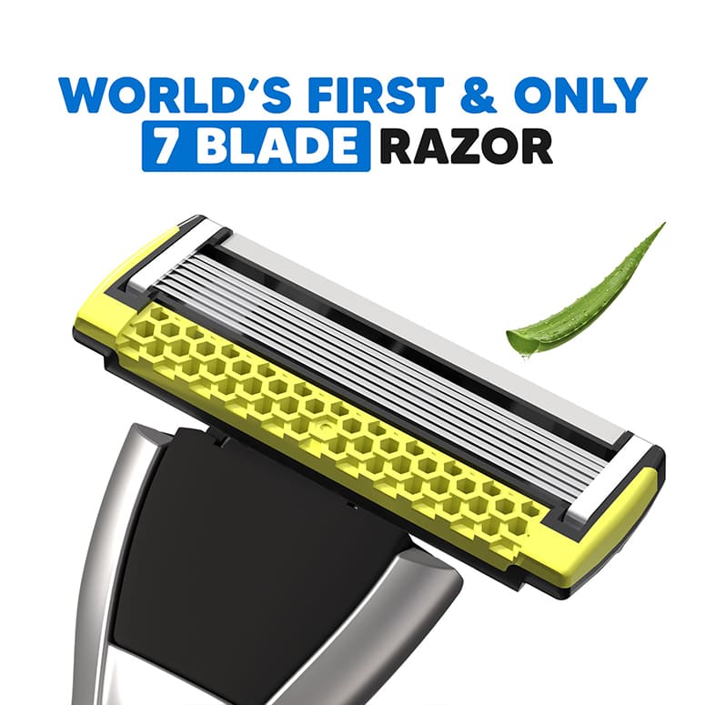 LetsShave Pro 7 cartridge—world’s first and only 7-blade razor with honeycomb guard