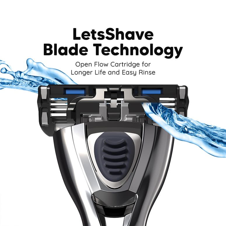 LetsShave Pro 3 blade technology with open flow design for easy rinse and long-lasting performance