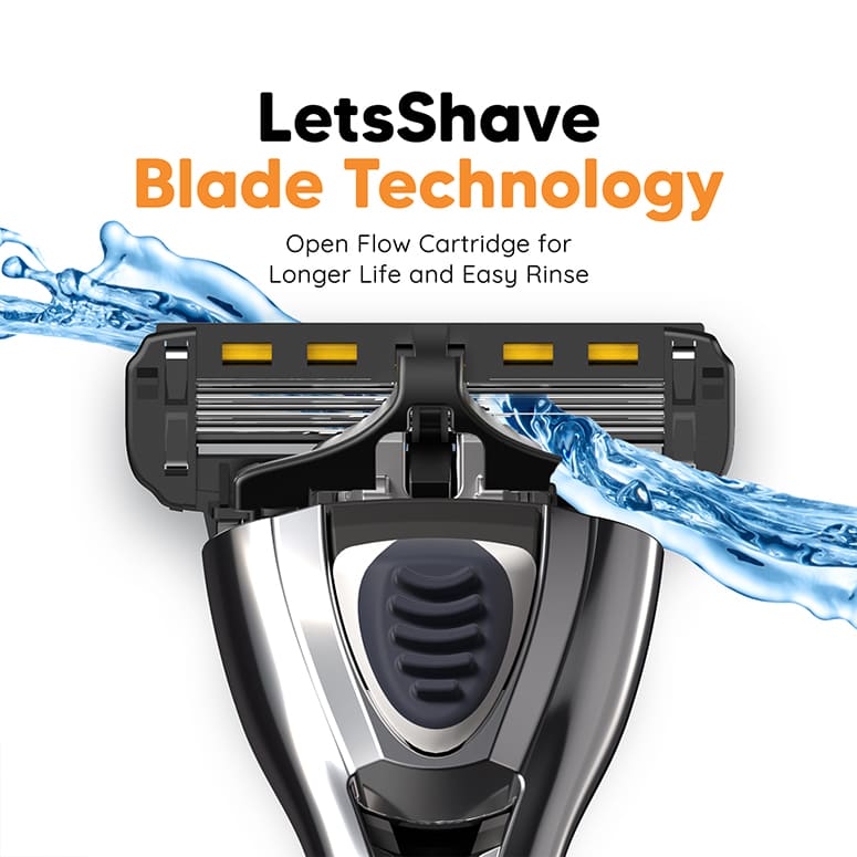 Easy rinse razor for sensitive skin with open flow blade technology for effortless cleaning and durability