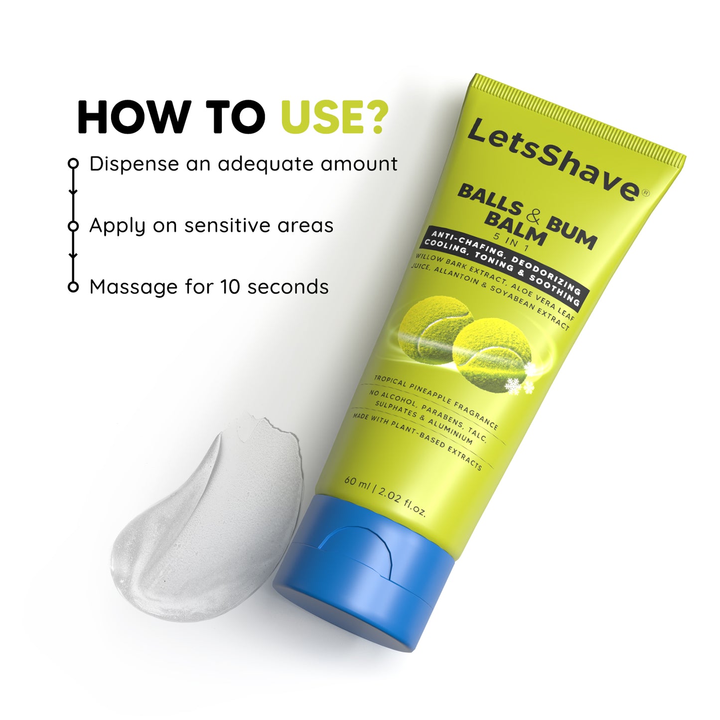 LetsShave Balls & Bum Balm (Pack of 3) | 5-in-1 Anti-Chafing & Deodorizing Cream with Aloe & Willow Bark