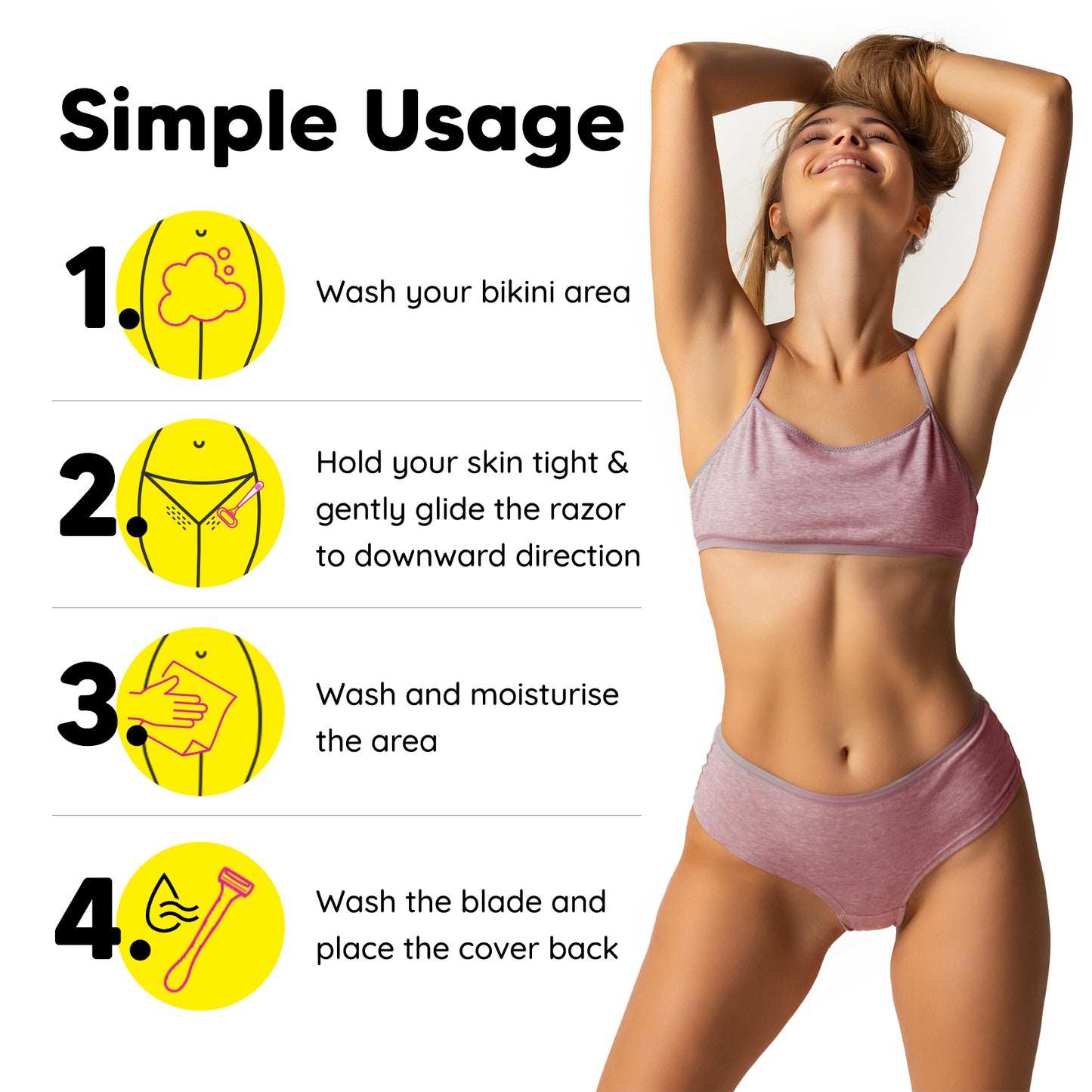 Stay Smooth with Total Comfort | Evior Bikini Razor Pack of 6 for Gentle, Safe & Irritation-Free Shaving