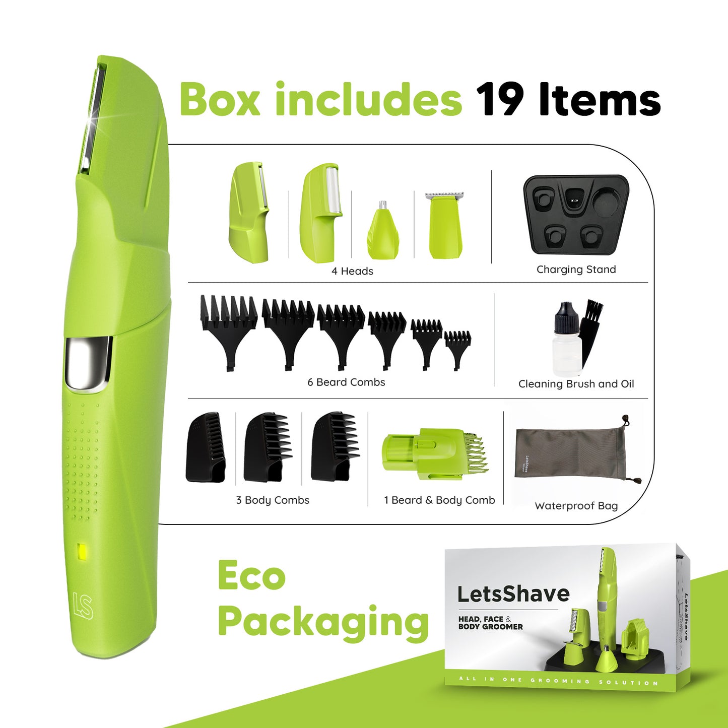 Head, Face & Body Groomer Combo | All-in-One Trimmer with 2-in-1 Face & Beard Wash,Travel Bag and 1 Pro Styler