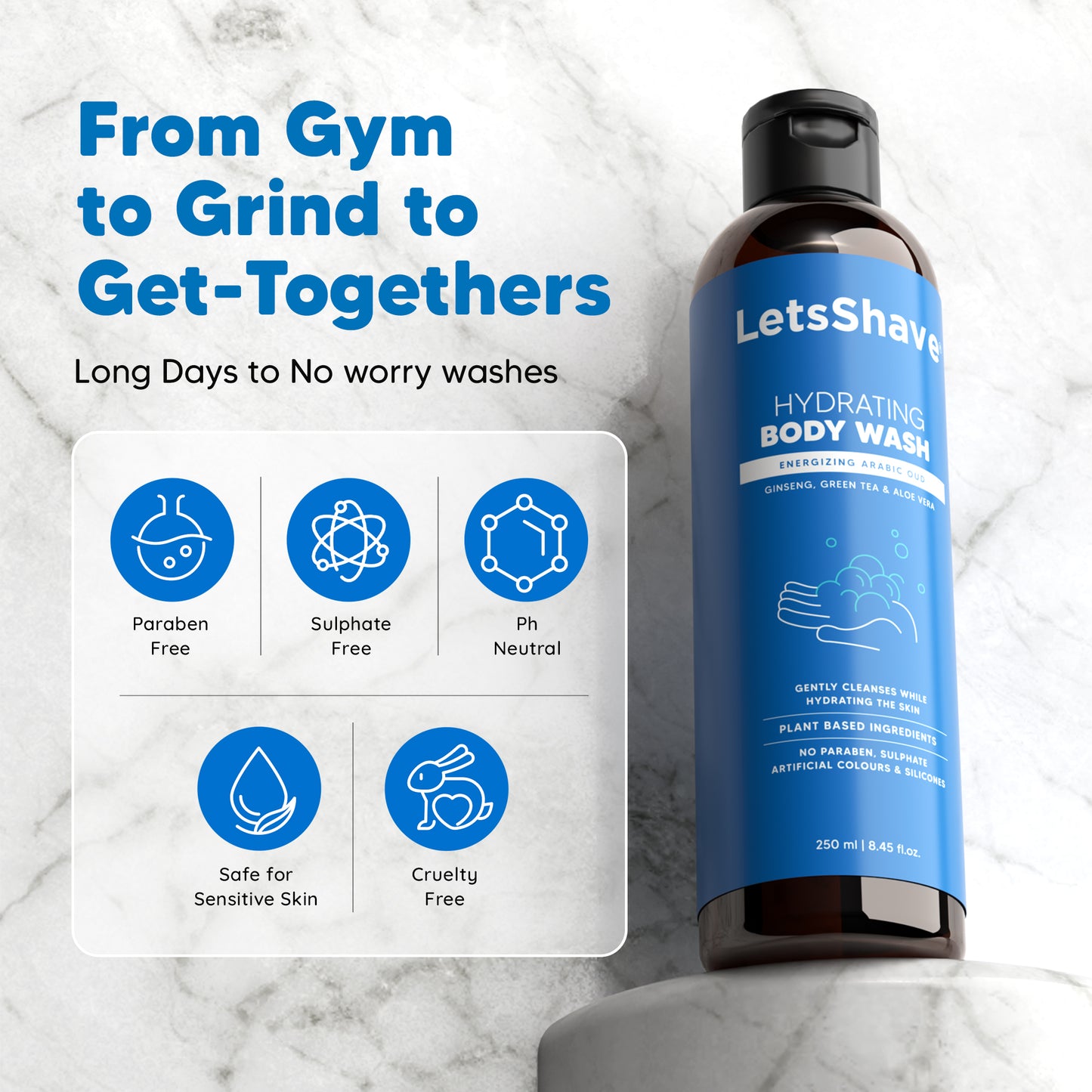 Body Wash & 2-in-1 Face and Beard Wash Combo | Aloe Vera, Ginseng & Pomegranate