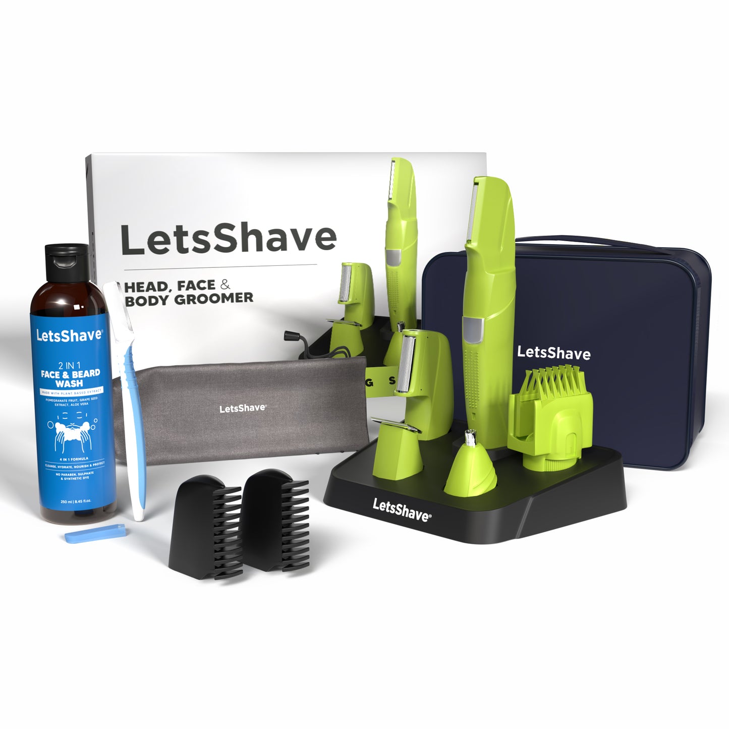 Head, Face & Body Groomer Combo | All-in-One Trimmer with 2-in-1 Face & Beard Wash,Travel Bag and 1 Pro Styler