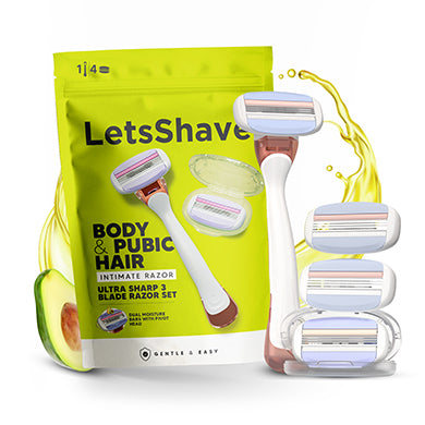 LetsShave Body Pubic Hair Razor Value Set with Blade Cartridges