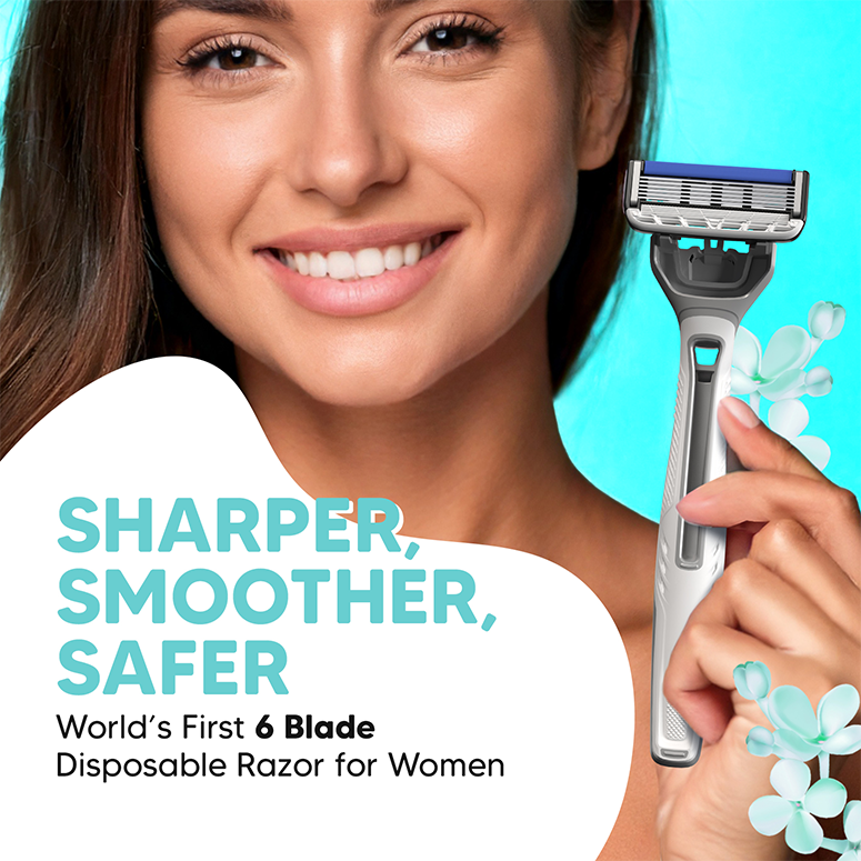 Evior 6 Portable Razor – World’s First 6-Blade Disposable Razor (Single Pack)