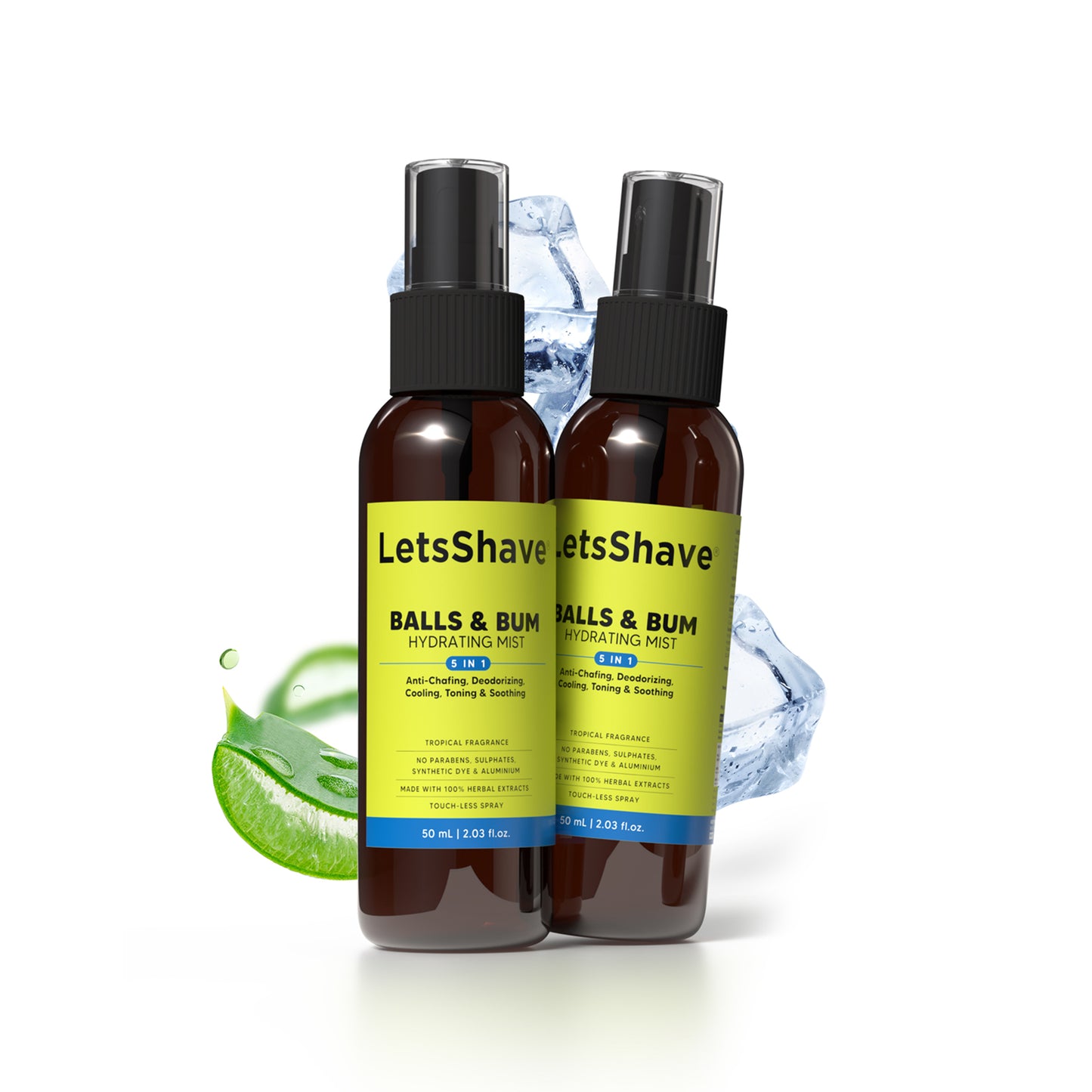 LetsShave Balls & Bum Hydrating Mist (Pack of 2) | 6-in-1 Anti-Chafing & Deodorizing Spray
