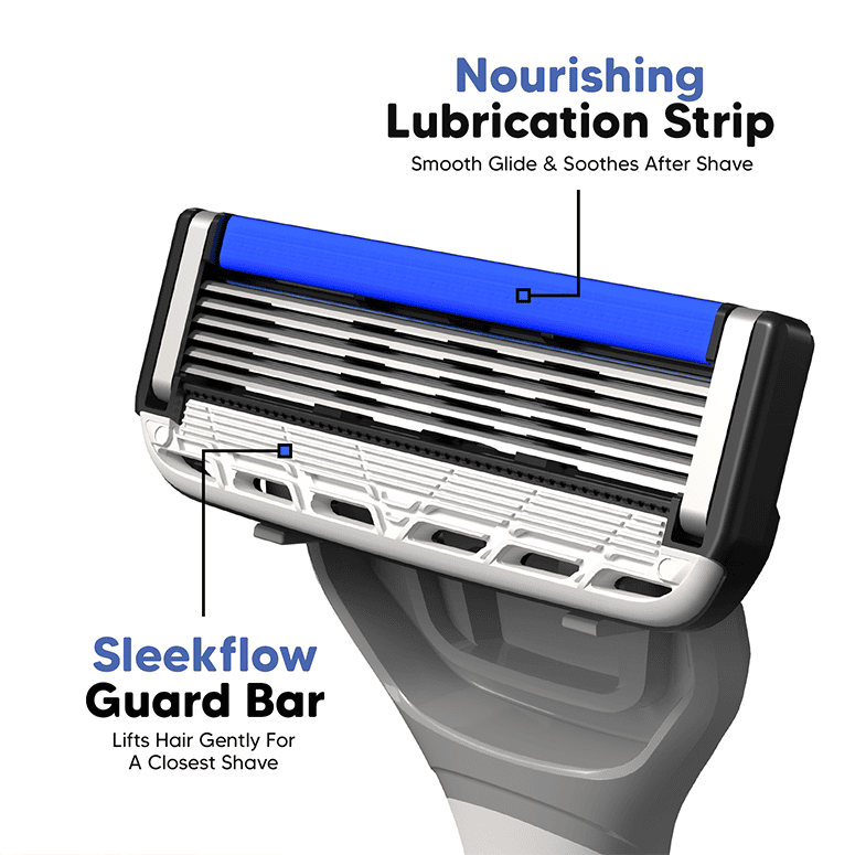 6 blade disposable razor for men with nourishing lubrication strip and SleekFlow guard bar – LetsShave Pro 6