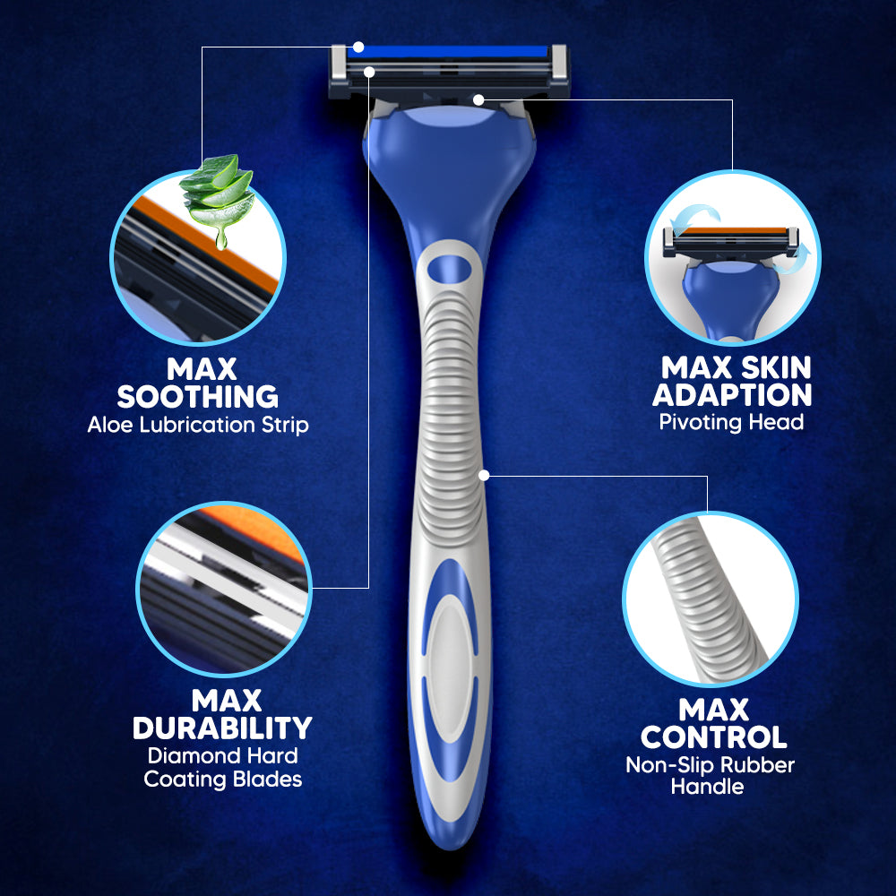 LetsShave Pro 2 Max Twin Blade Razor for Men with Pack of 10 Cartridges