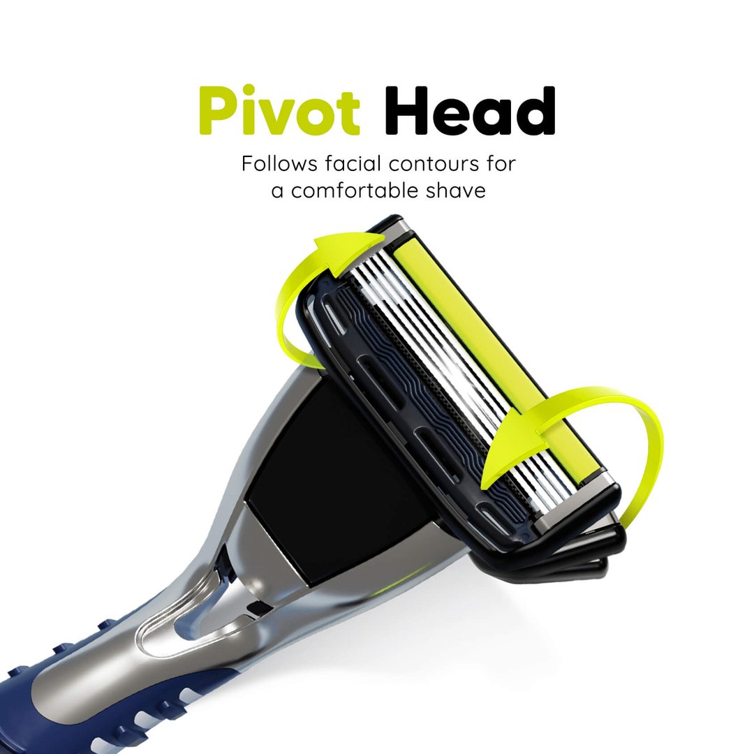 LetsShave Pro 5 Plus razor with pivoting head for smooth shave along facial contours