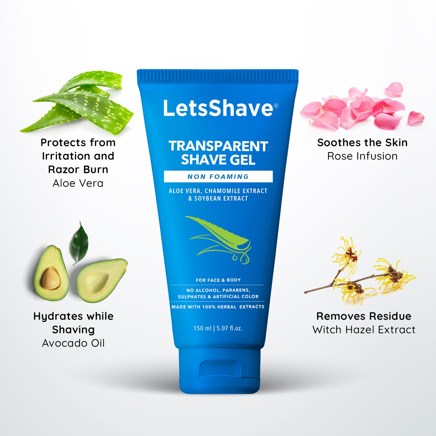 Transparent Shave Gel & Alum Stone Bar Combo | Aloe Vera, Chamomile & Natural Healer
