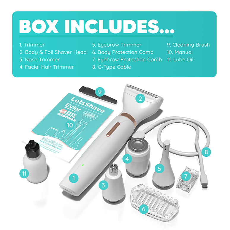 Evior 4-in-1 Face & Body Groomer for Women with Free travel pouch