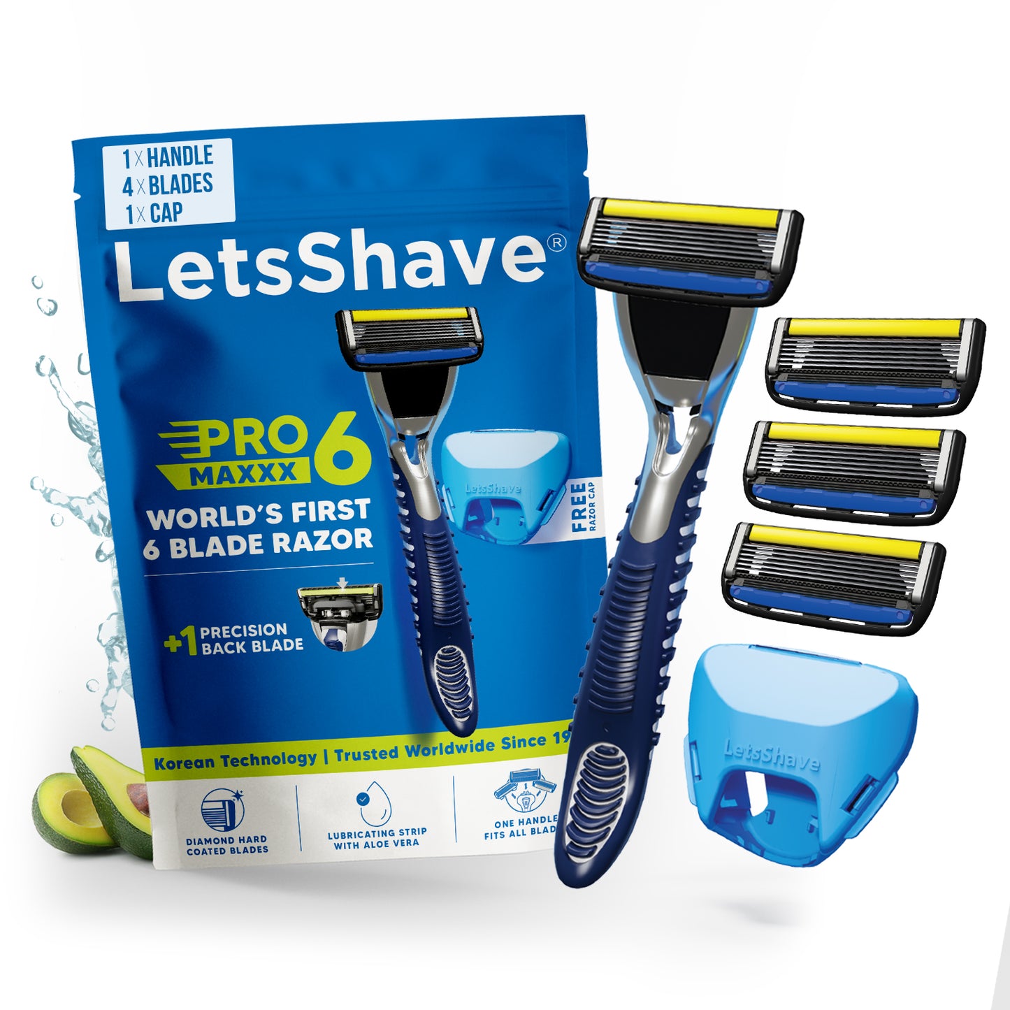 Pro 6 Maxxx Razor Set for Men With Back Blade | World's First 6 Blades Razor