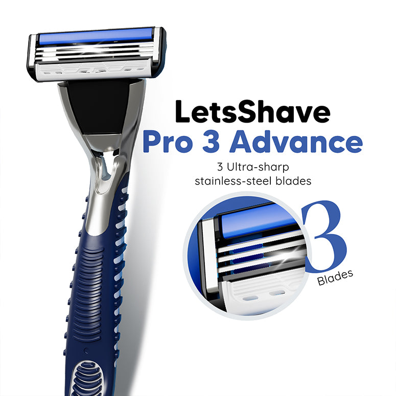 Everyday Shaving Kit | Pro 3 Razor Cartridges Pack of 8 + 2 FREE Pro 4 Blades & Razor Handle