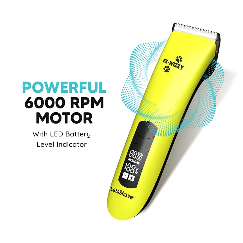 LetsShave EZ-Wizzy pet trimmer with powerful 6000 RPM motor and LED battery indicator