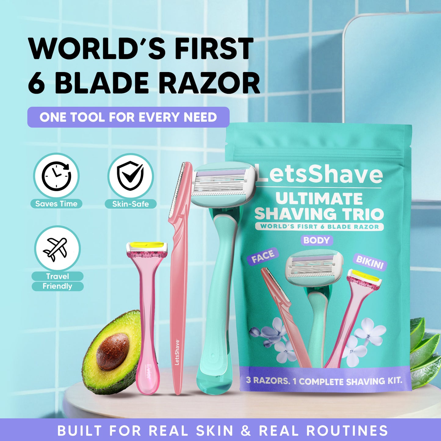 Ultimate Shaving Trio for Women | Face, Body & Bikini Razors | 6 Blade System | Smooth, Gentle & Precise Grooming
