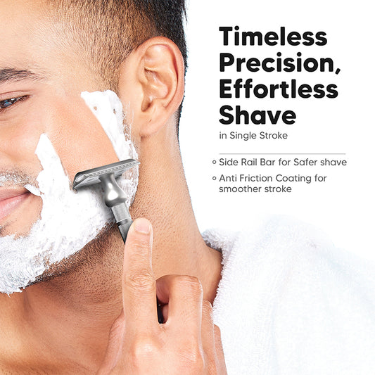 LetsShave Signature Safety Razor Value Set with 20 Blades, Alum Bar & Free Travel Bag