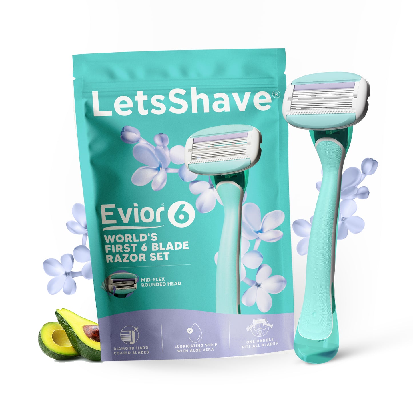 Smooth Skin, Made Simple | Evior 6-Blade Razor with Handle + 1 Blade for Women