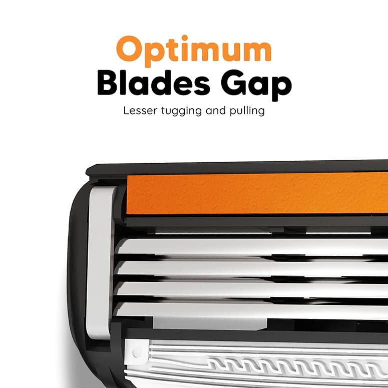4 blade razor for sensitive skin with optimum blade gap for reduced tugging and smoother glide
