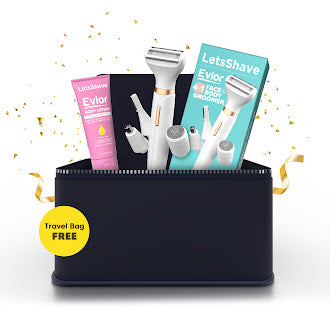 Evior Women’s Face & Body Grooming Kit | Electric Trimmer with Lotion & Travel Bag