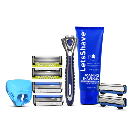 6 Months of Shaving Kit for Men – Website Exclusive | Razor + 6 Cartridges + Foaming Shave Gel + Razor Cap