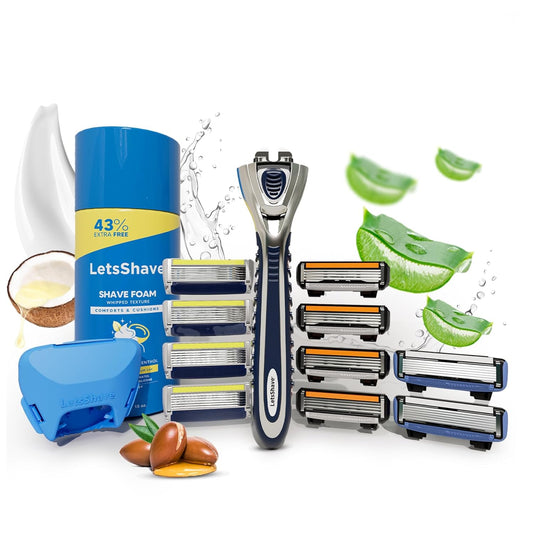 1-Year Shaving Kit | World’s first 6-Blade Complete Shaving Kit for Men | Free Travel Pouch & Face Wash