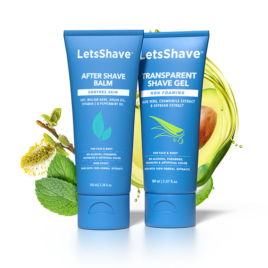 LetsShave Shaving Care Combo – Transparent Shave Gel + After Shave Balm