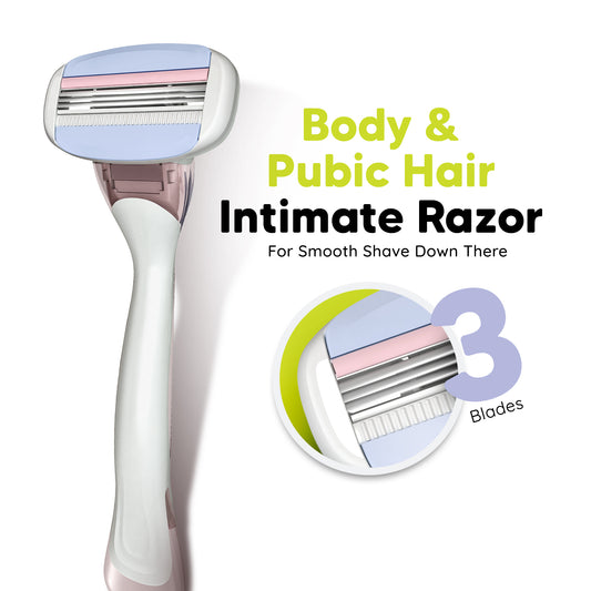 Body & Pubic Hair Razor Value Set – Intimate Razor with 4 Blade Cartridges