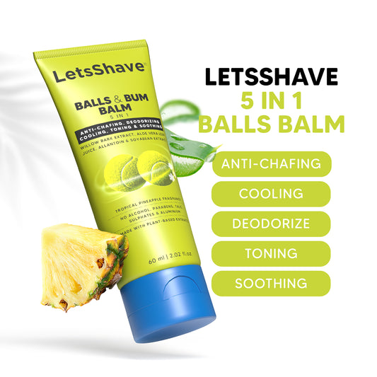 LetsShave Balls & Bum Balm (Pack of 3) | 5-in-1 Anti-Chafing & Deodorizing Cream with Aloe & Willow Bark