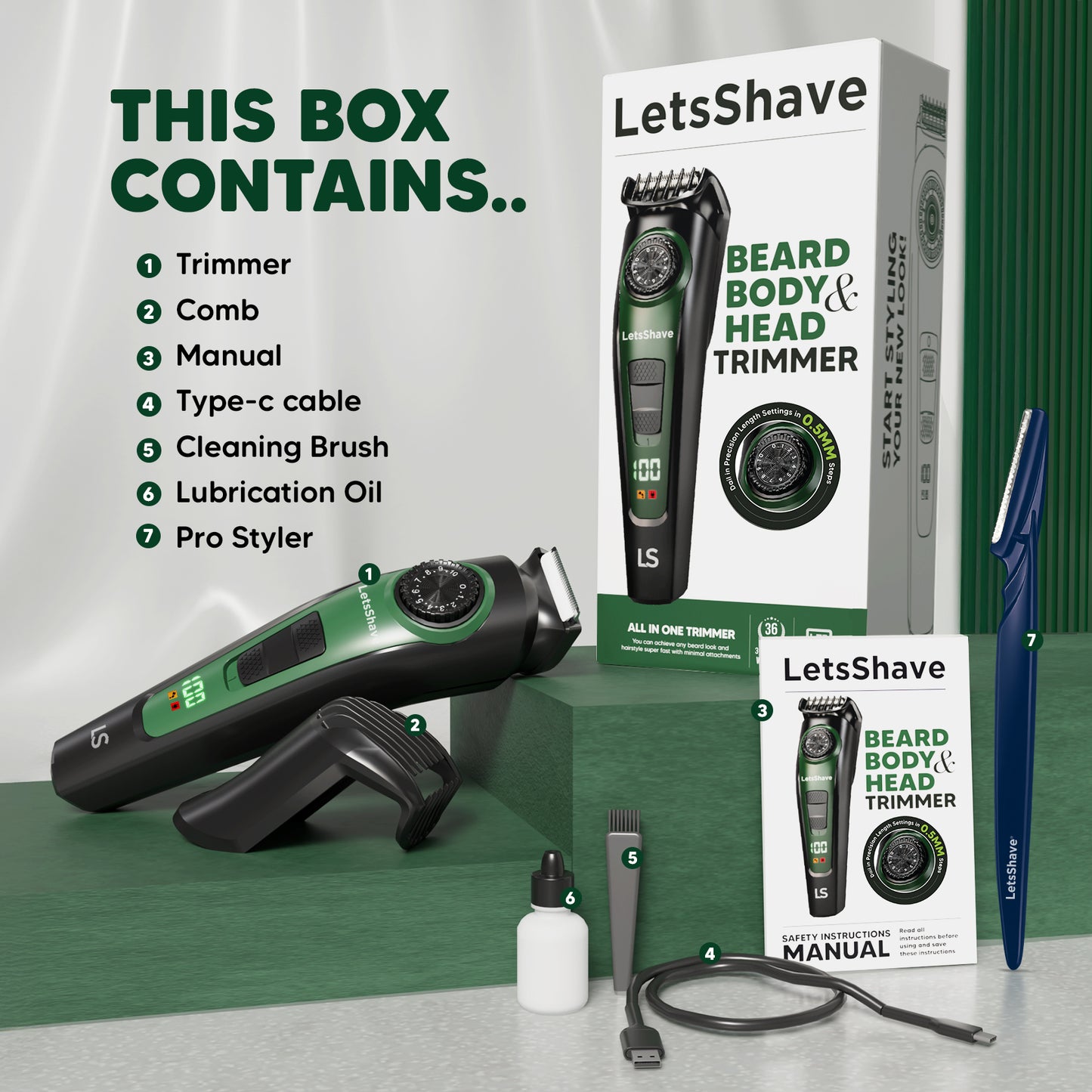 All-in-One Beard, Body & Head Trimmer for Men | One Trimmer Total Control | Free Beard Styler