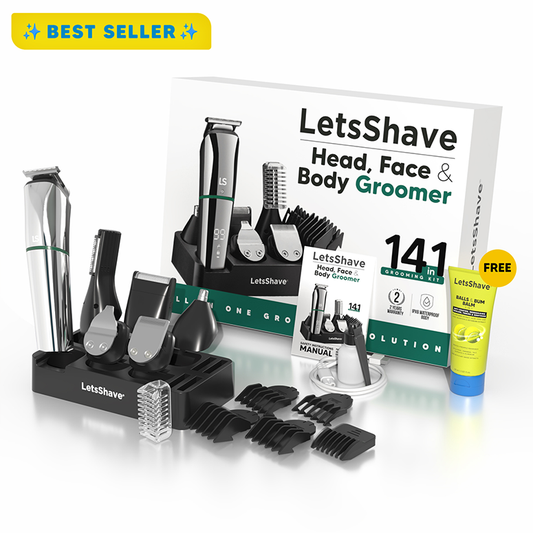 Head, Face & Body Groomer 14-in-1 | All-in-One Grooming Kit with Free Balls & Bum Balm