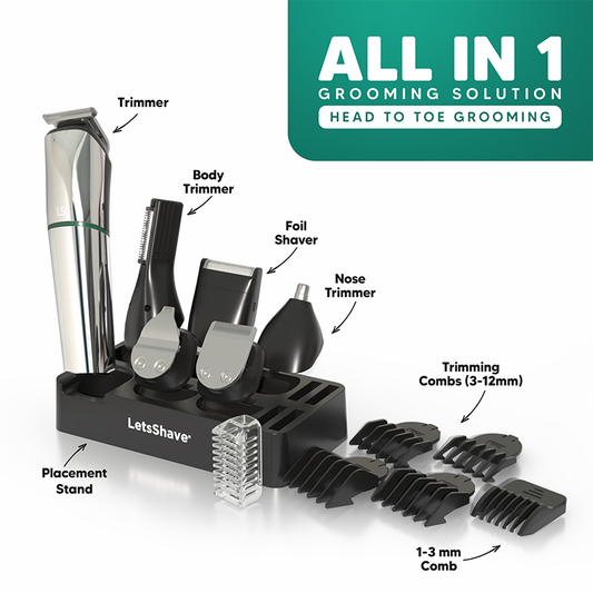 Head, Face & Body Groomer 14-in-1 | All-in-One Grooming Kit with Free Balls & Bum Balm