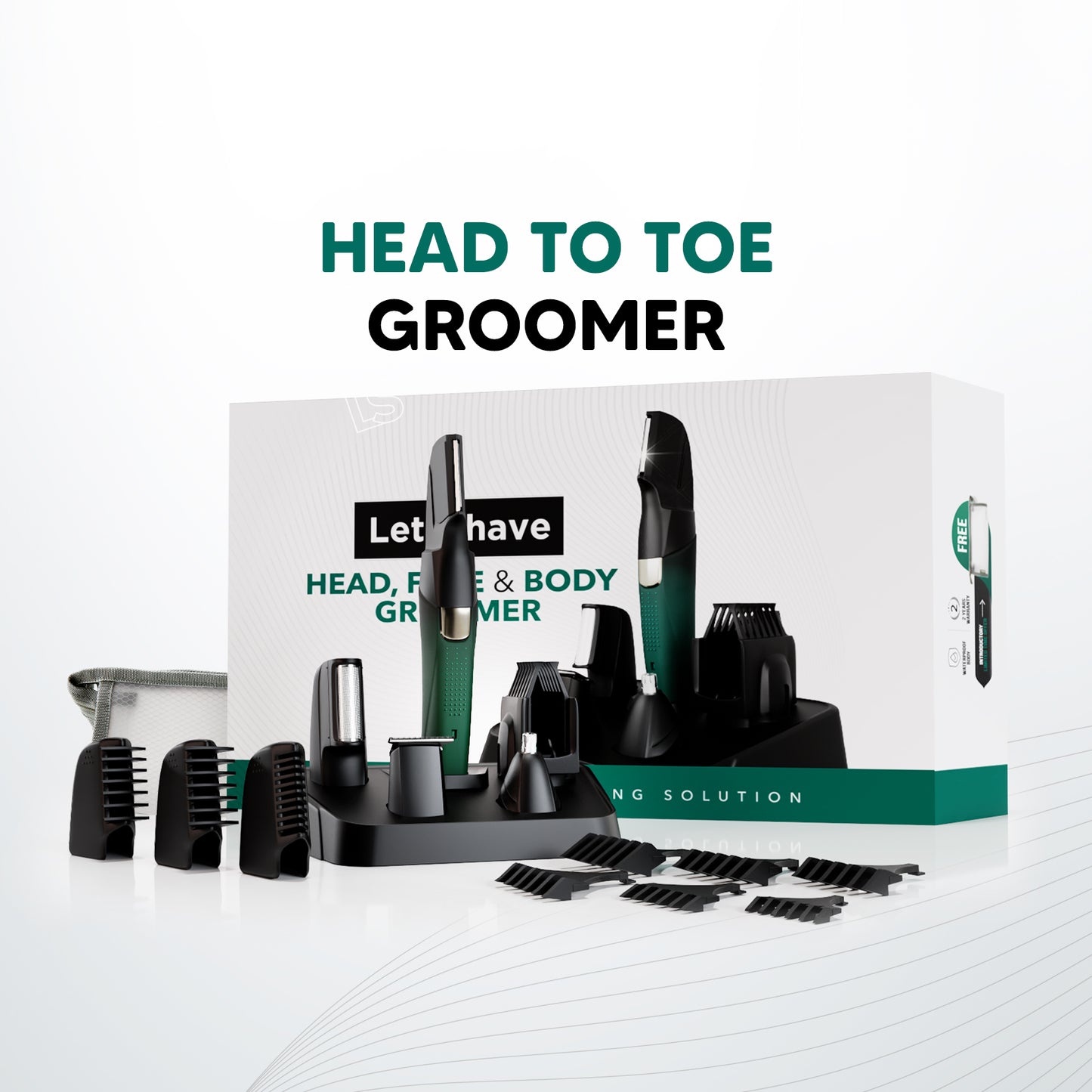 Head, Face & Body Groomer for Men – 19-Piece All-in-One Trimmer & Grooming Kit