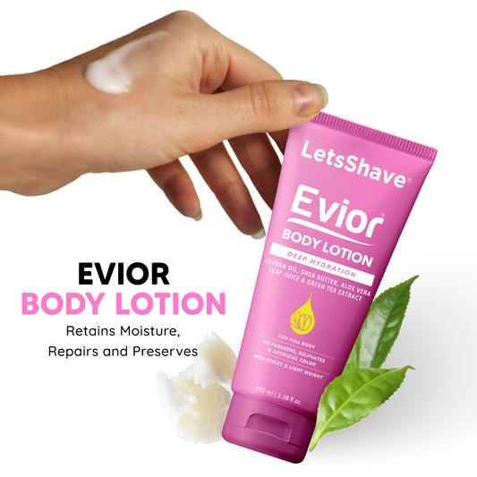 LetsShave Skincare Essentials Combo – Evior Body Lotion + Pre Shave Scrub