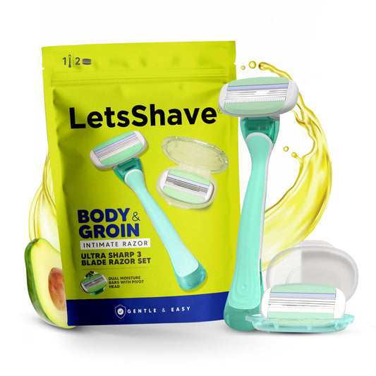 Body & Groin Razor Set for Men | Intimate Razor | 1 Handle + 2 Cartridges + Travel Case |