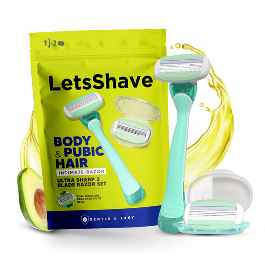 Body & Pubic Hair Razor for Women | Intimate Razor | 1 Handle + 2 Cartridges + Travel Case