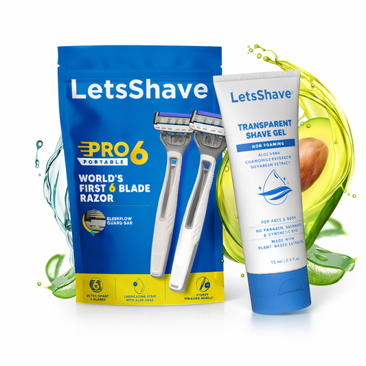 Pro 6 Portable | Pack Of 2+Free Shave Gel | World's First 6 Blade Disposable Razor