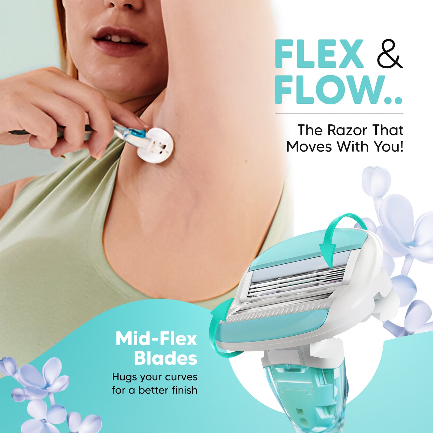 Effortless Smooth Skin, Every Time | Evior 6-Blade Razor Starter Set with Handle + 2 Blades