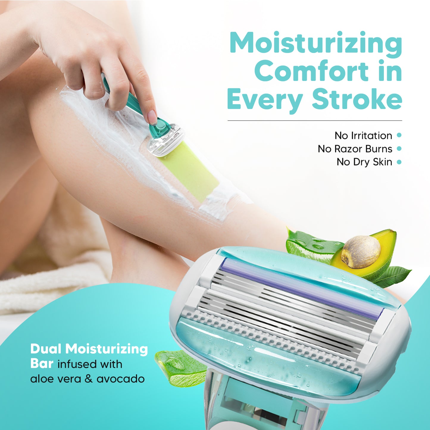 Effortless Smooth Skin, Every Time | Evior 6-Blade Razor Starter Set with Handle + 2 Blades