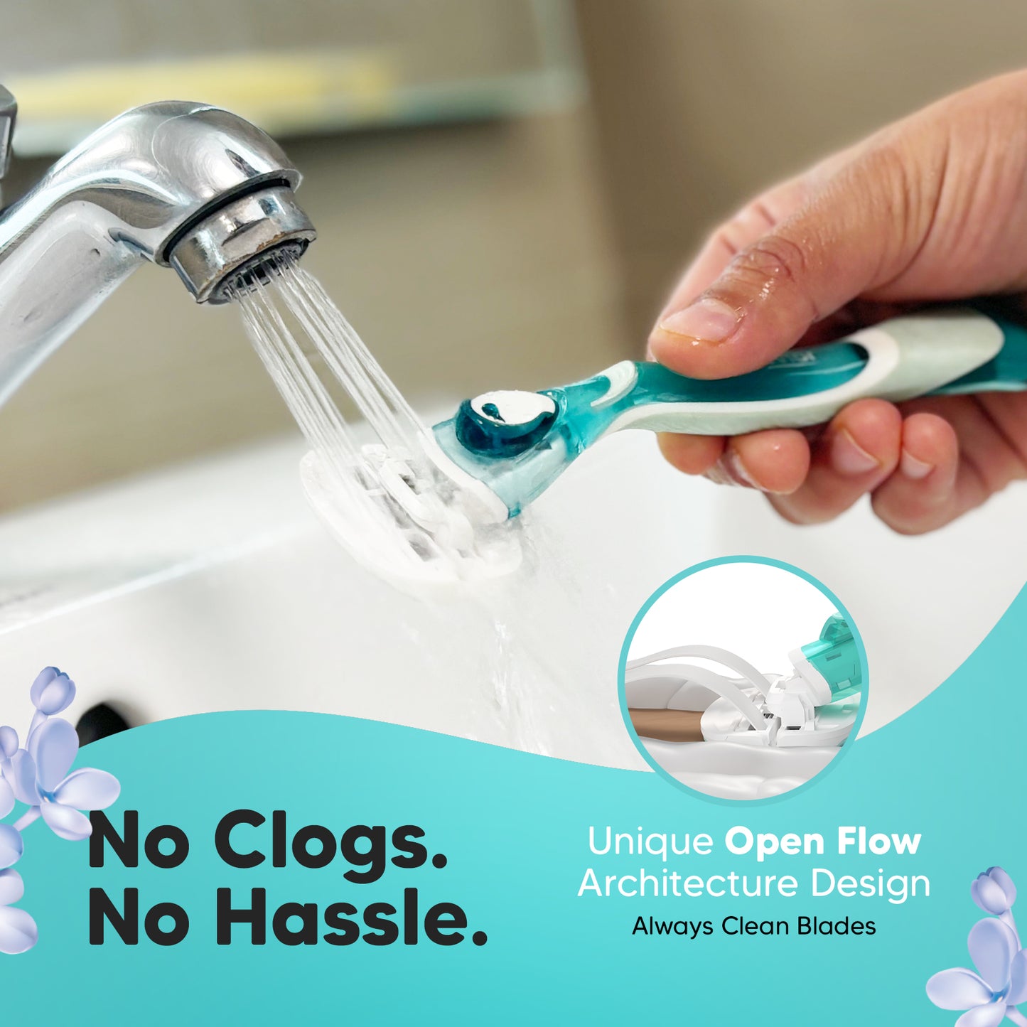 Effortless Smooth Skin, Every Time | Evior 6-Blade Razor Starter Set with Handle + 2 Blades