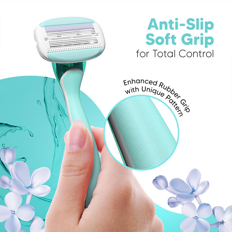 Shave & Glow With World's First 6 - Blades 6 Month Kit | For Women | Free Travel Pouch & Face Wash