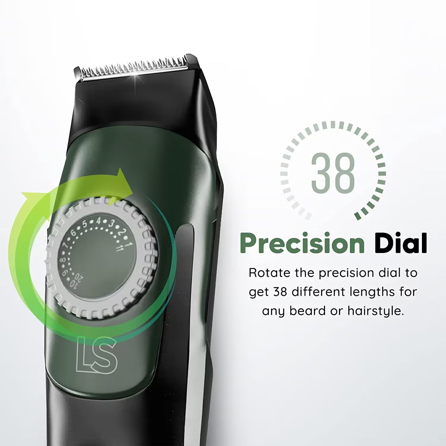 Beard, Body & Head Trimmer | 38 Precision Length Settings | Self-Sharpening Stainless Steel Blades | Corded & Cordless