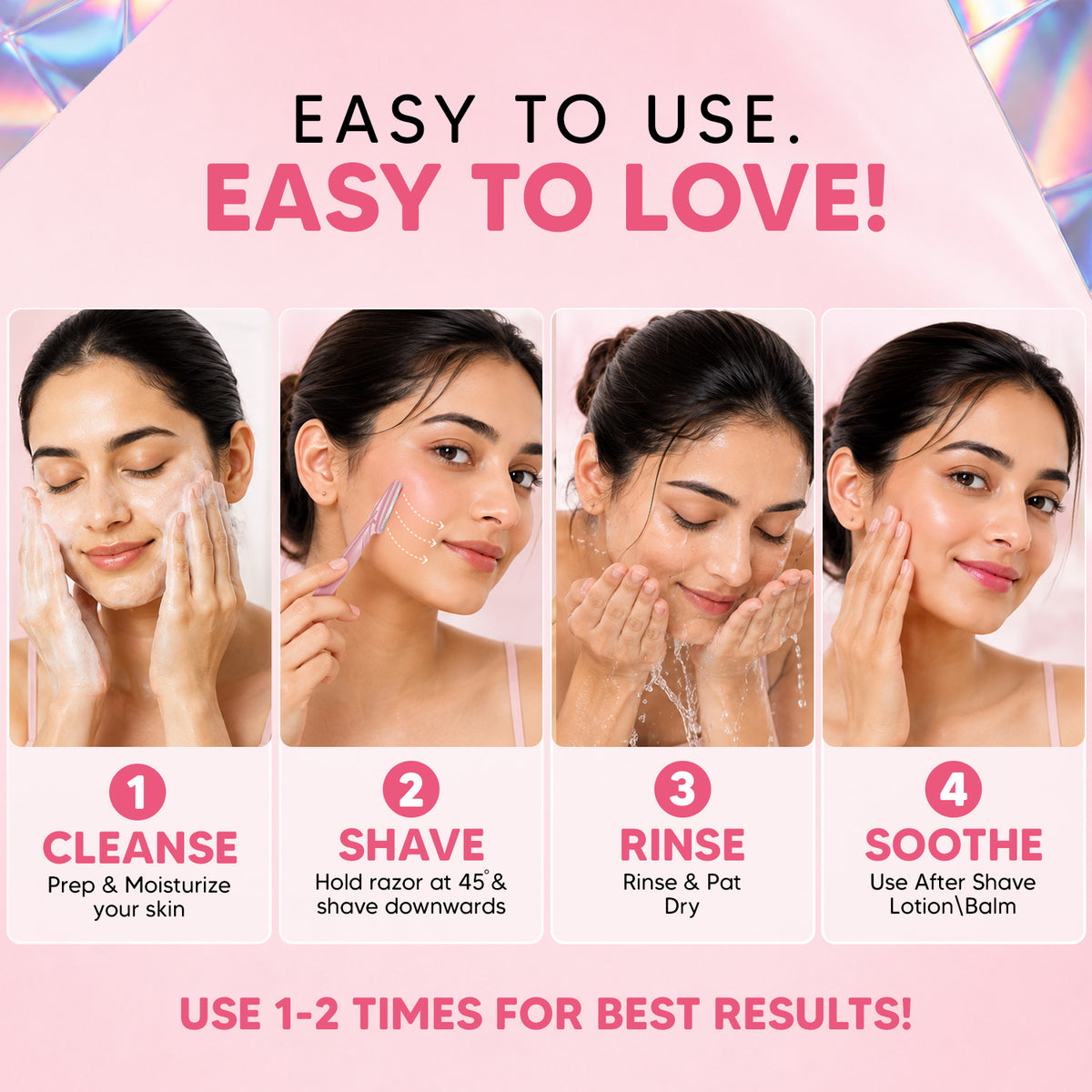 Smooth, Flawless Skin Made Easy | Evior Face Razors Pack of 3 for Gentle & Precise Hair Removal