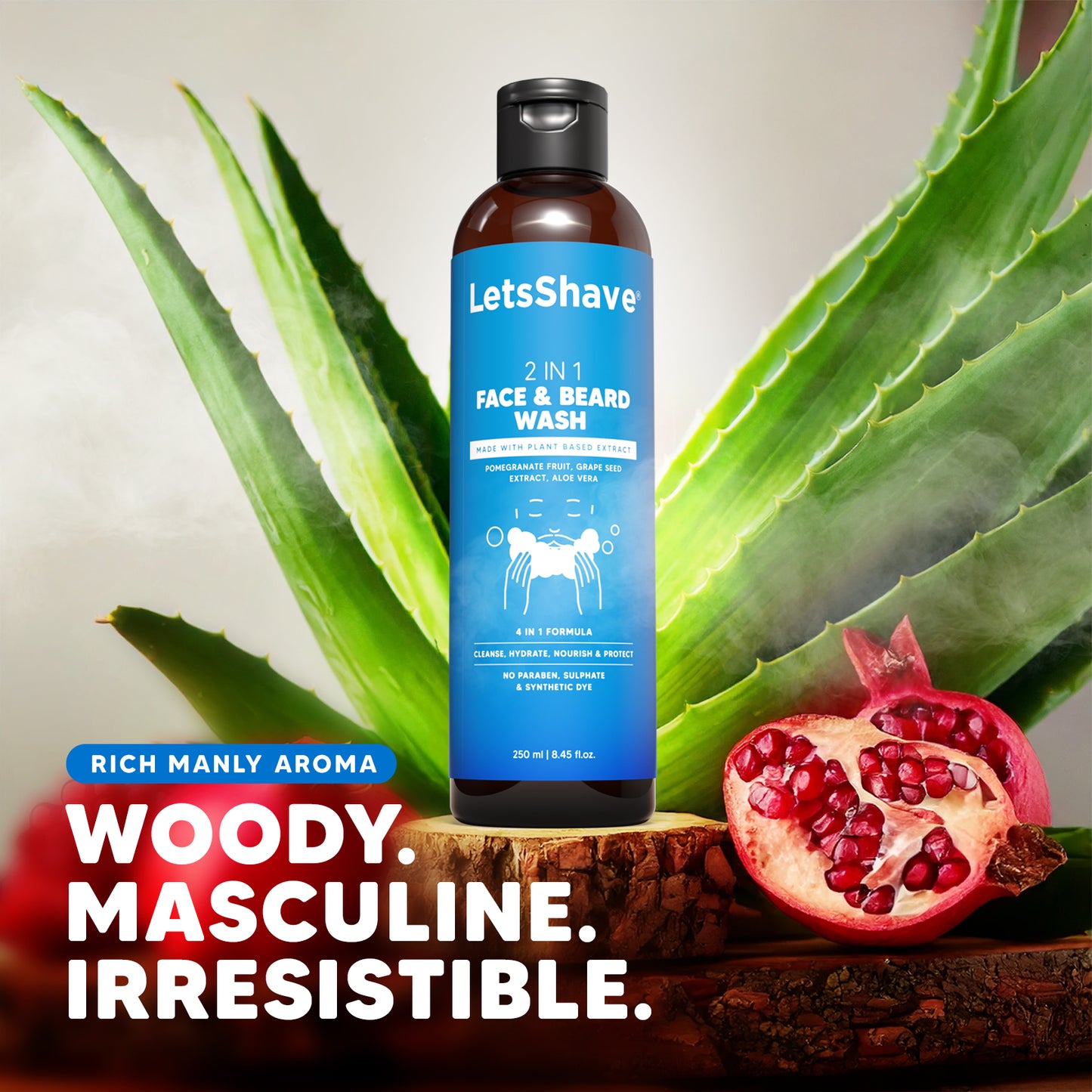 Body Wash & 2-in-1 Face and Beard Wash Combo | Aloe Vera, Ginseng & Pomegranate