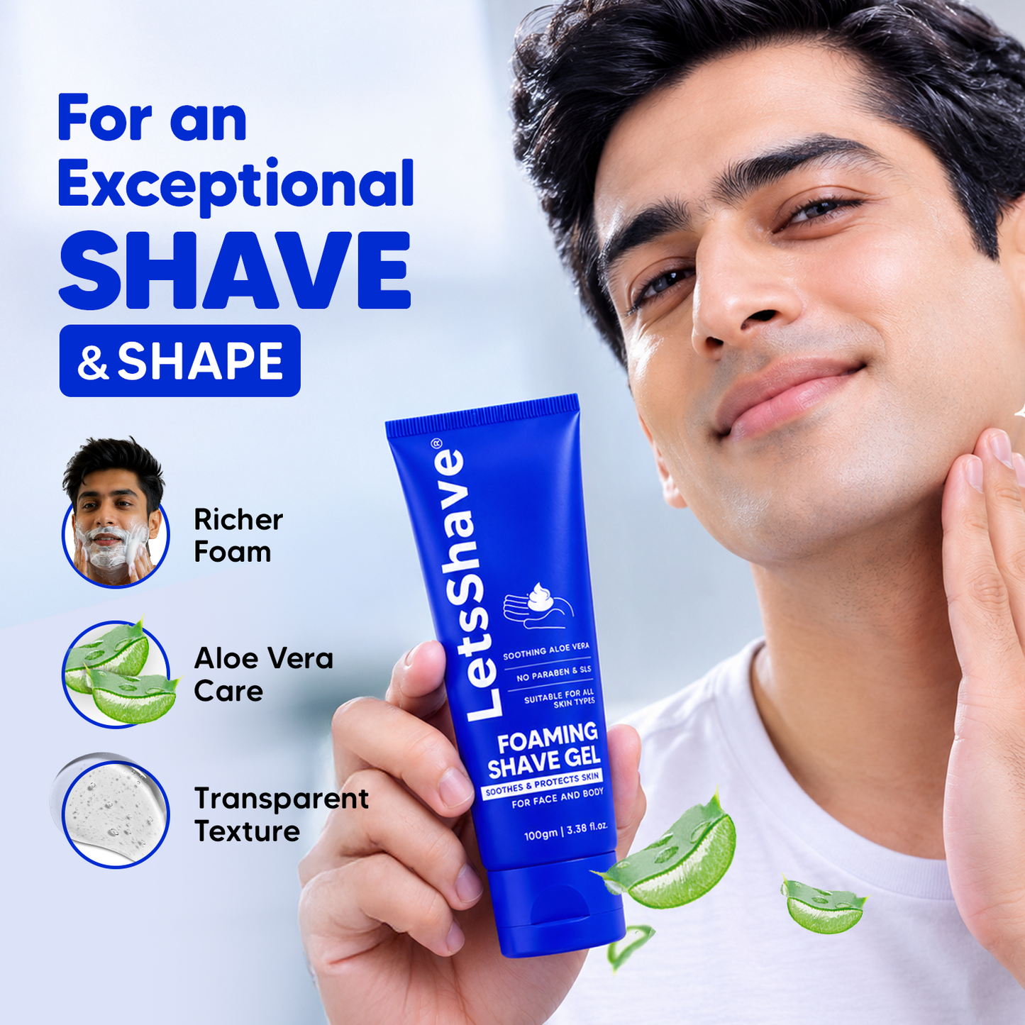 Foaming Shave Gel & Cooling After Shave Lotion Combo for Men – Shaving & Post-Shave Care