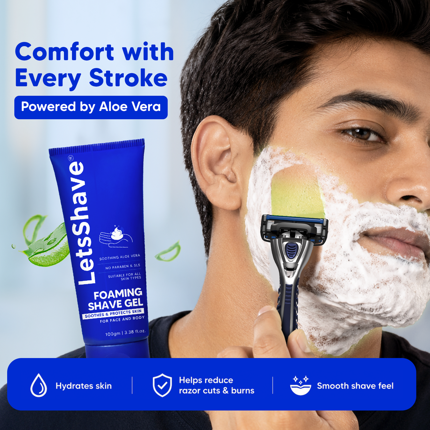 Foaming Shave Gel & Cooling After Shave Lotion Combo for Men – Shaving & Post-Shave Care