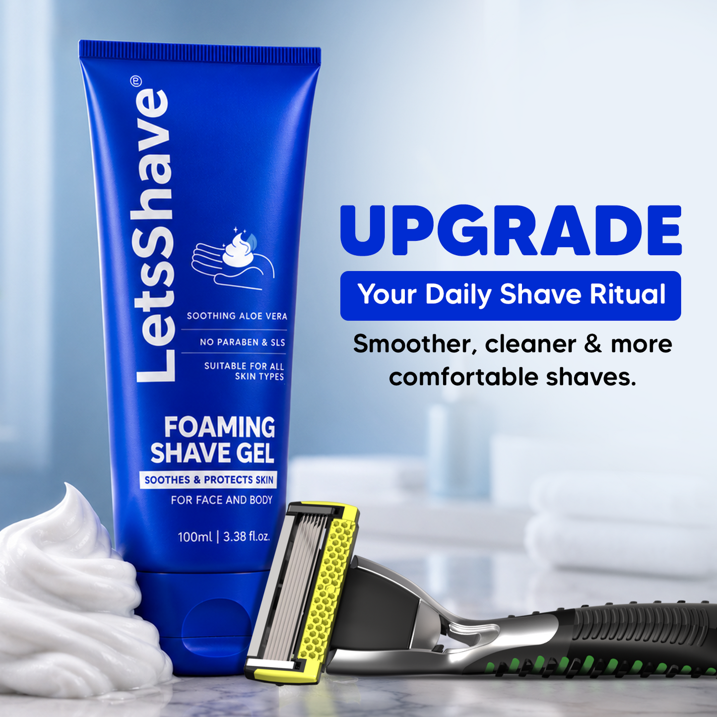 Foaming Shave Gel & Cooling After Shave Lotion Combo for Men – Shaving & Post-Shave Care